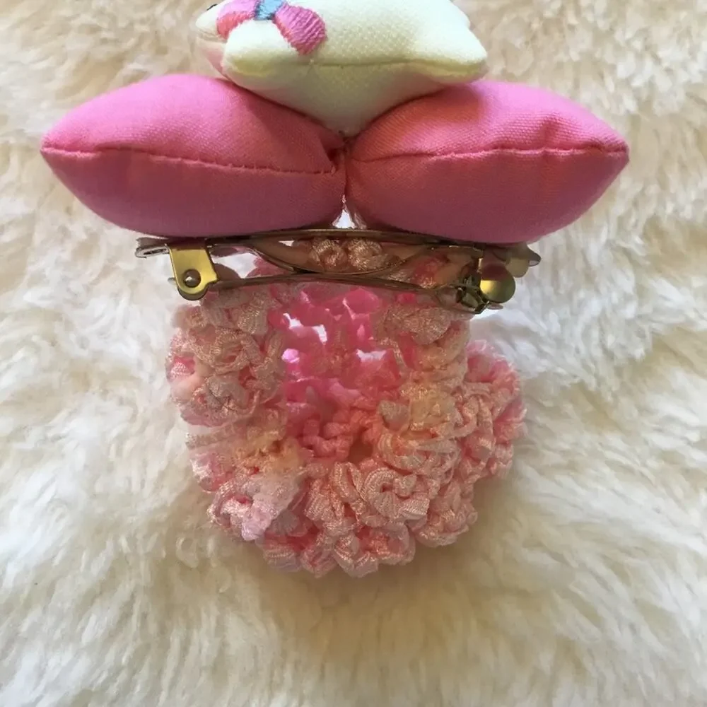 Vintage-Hello Kitty Pink Crochet Wrap Hair Clip Set